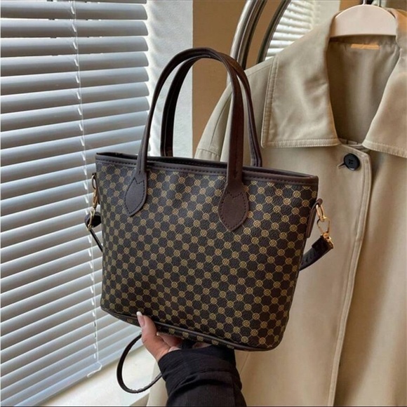 ⚠️Clearance Coffee Brown Print Shoulder Tote Bag - Picture 5 of 8